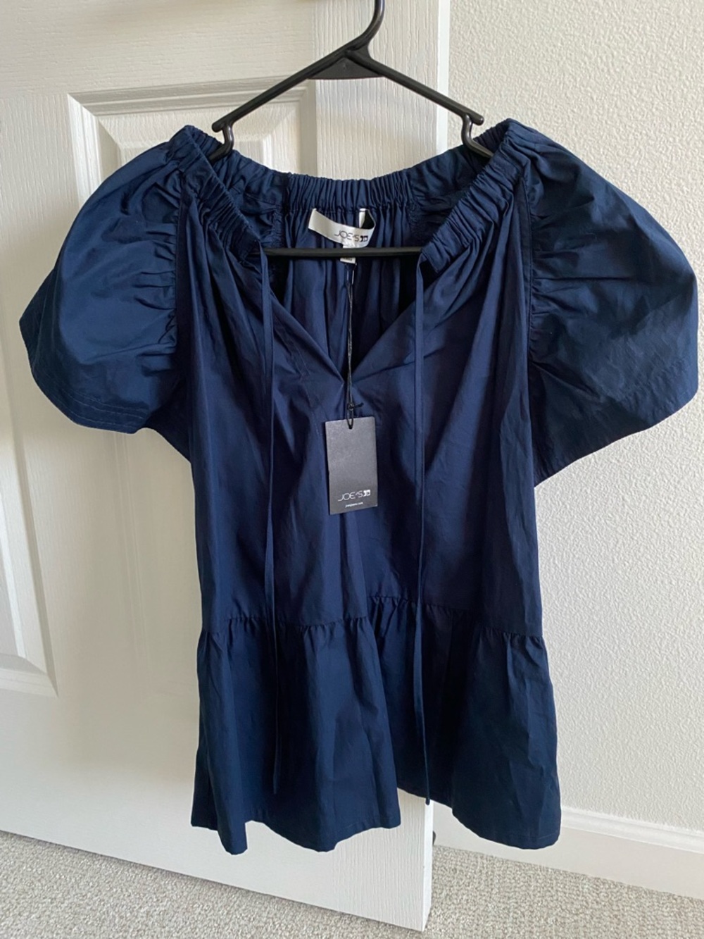 Joe's Jeans Navy Poplin Flutter-Sleeve Top Size XS